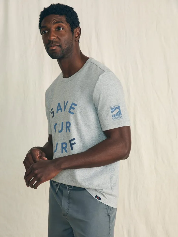 Men TShirts and Henleys Faherty ShortSleeve Surfrider Sunwashed Tee Heather Grey