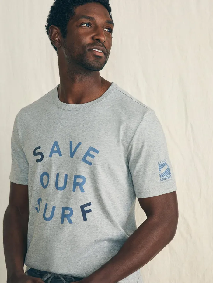 Men TShirts and Henleys Faherty ShortSleeve Surfrider Sunwashed Tee Heather Grey