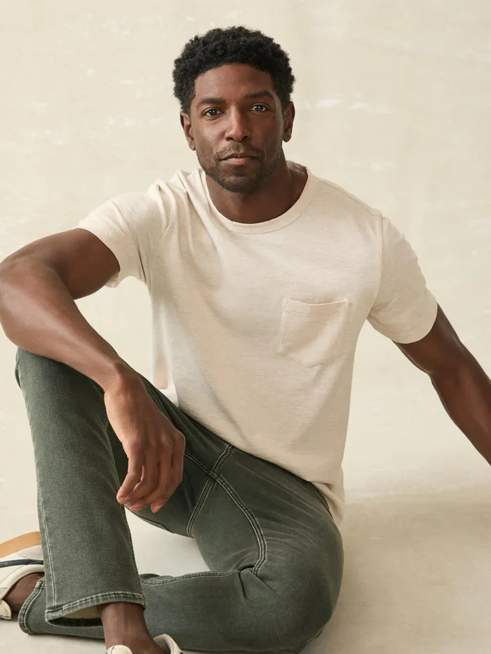 Men TShirts and Henleys Faherty Sunwashed Pocket Tee Arctic Frost Heather