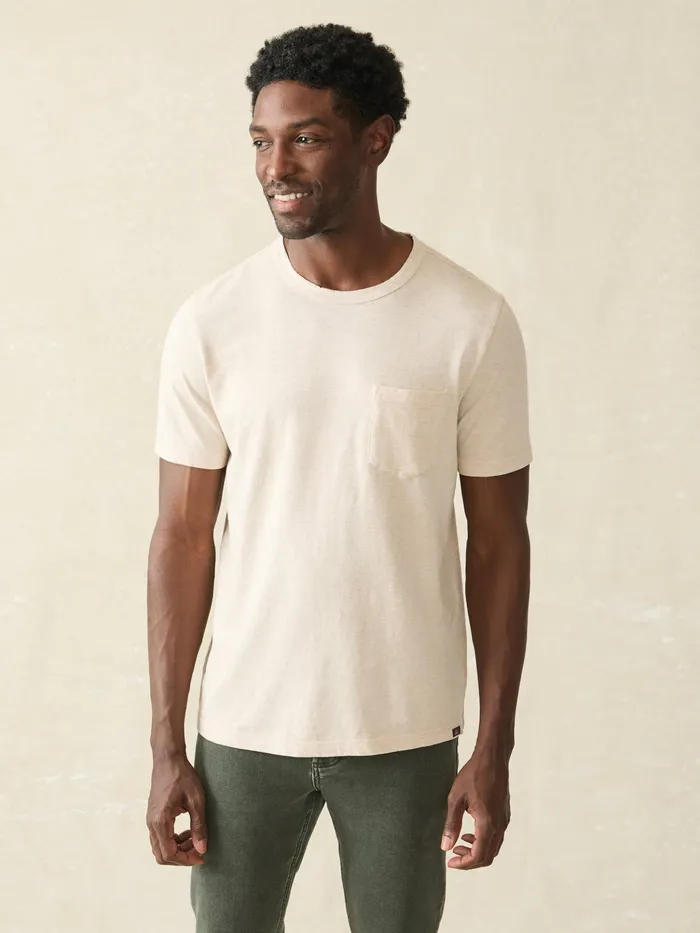 Men TShirts and Henleys Faherty Sunwashed Pocket Tee Arctic Frost Heather
