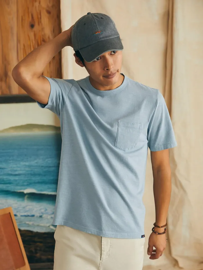 Men TShirts and Henleys Faherty Sunwashed Pocket Tee Blue Breeze