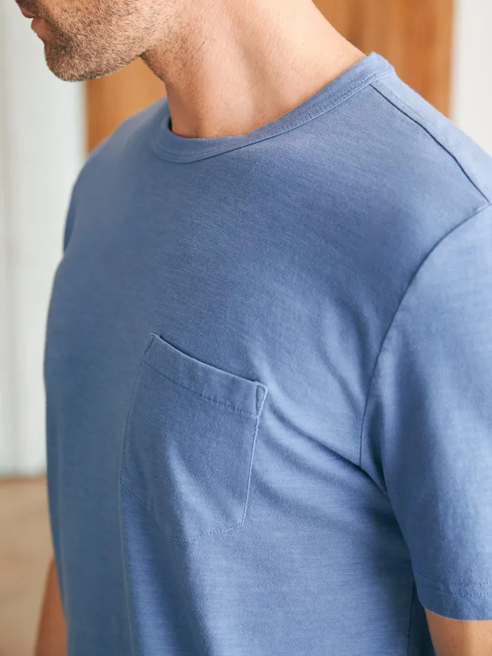 Men TShirts and Henleys Faherty Sunwashed Pocket Tee Blue Horizon