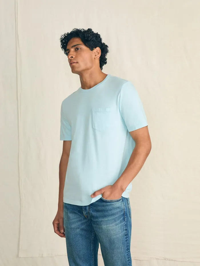 Men TShirts and Henleys Faherty Sunwashed Pocket Tee Blue Oasis