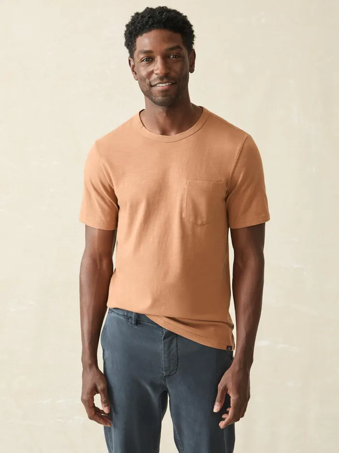 Men TShirts and Henleys Faherty Sunwashed Pocket Tee Bronze
