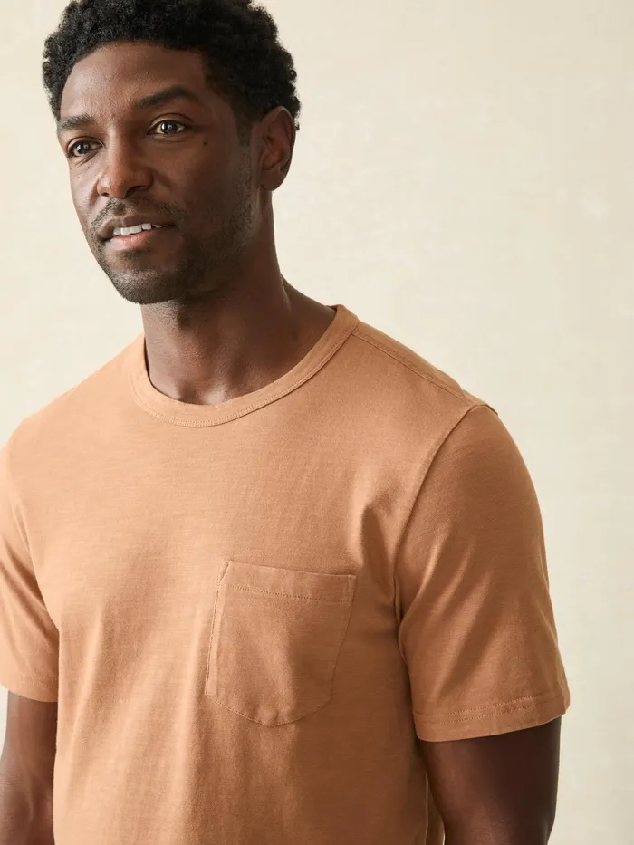 Men TShirts and Henleys Faherty Sunwashed Pocket Tee Bronze