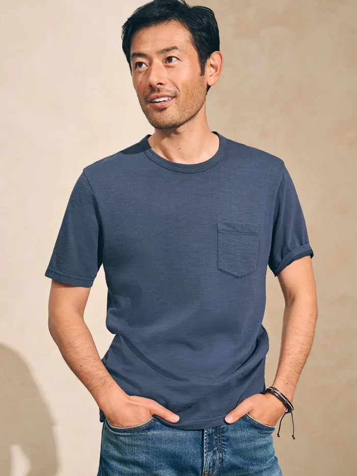 Men TShirts and Henleys Faherty Sunwashed Pocket Tee Dune Navy