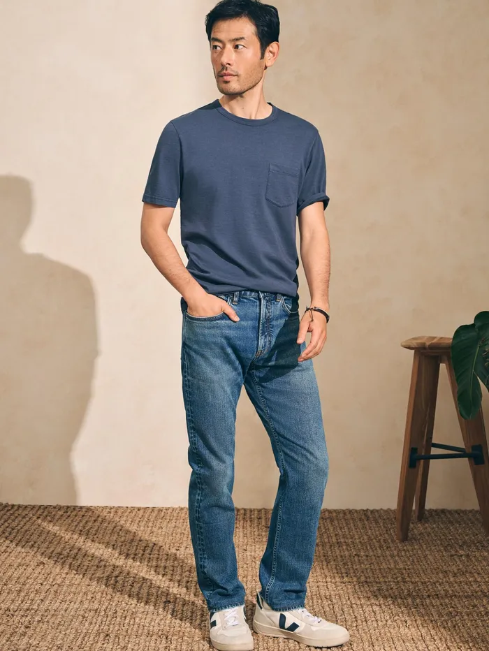 Men TShirts and Henleys Faherty Sunwashed Pocket Tee Dune Navy