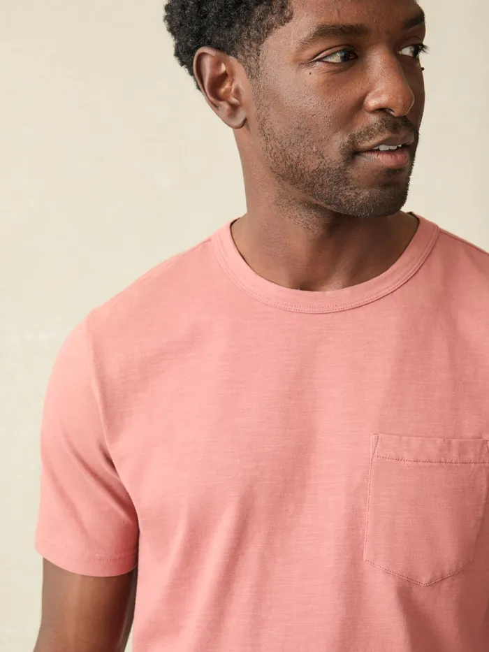 Men TShirts and Henleys Faherty Sunwashed Pocket Tee Fall Red