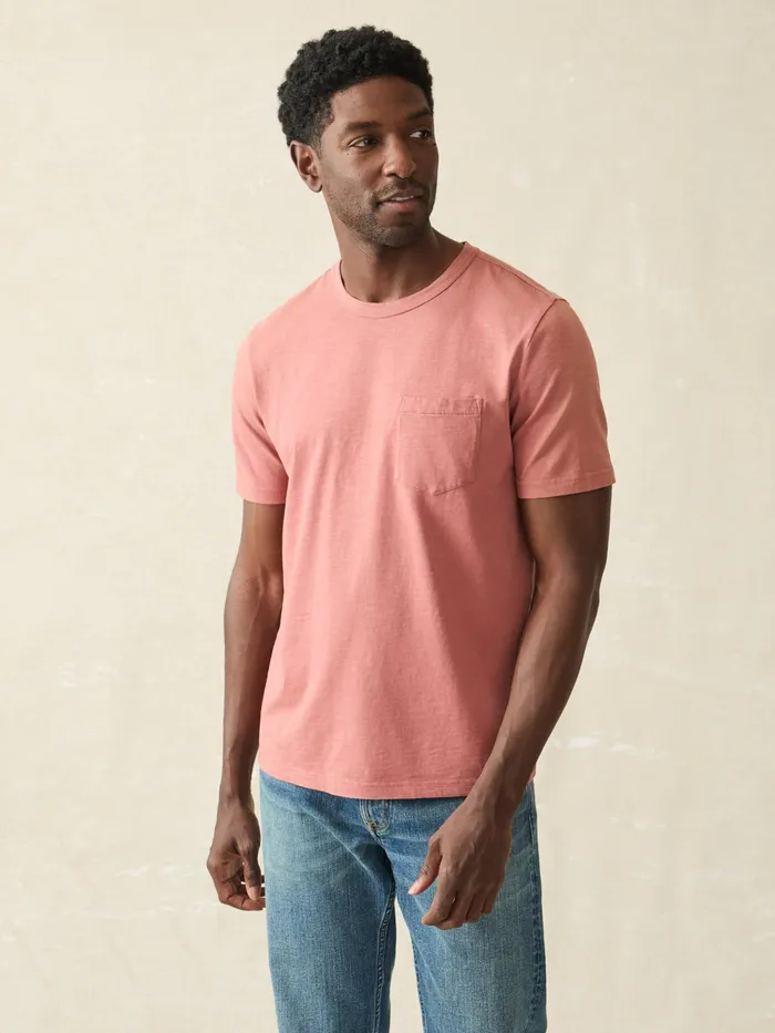 Men TShirts and Henleys Faherty Sunwashed Pocket Tee Fall Red