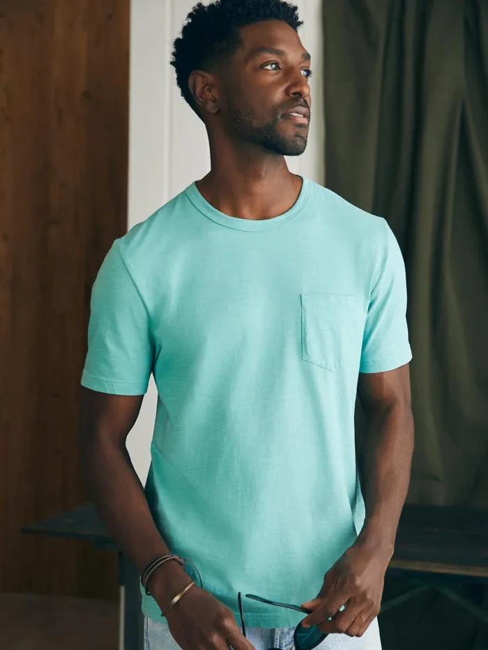 Men TShirts and Henleys Faherty Sunwashed Pocket Tee Island Teal