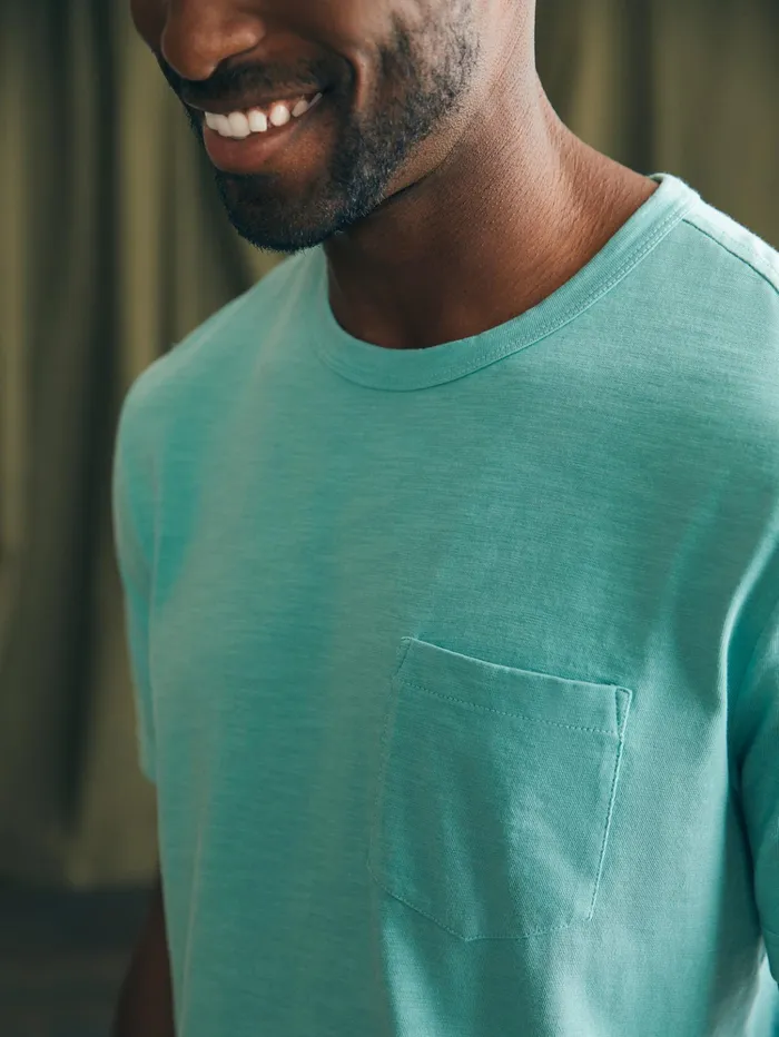 Men TShirts and Henleys Faherty Sunwashed Pocket Tee Island Teal