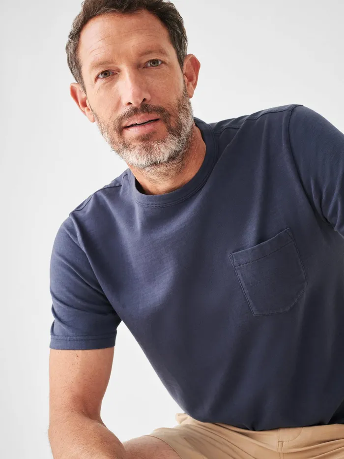Men TShirts and Henleys Faherty Sunwashed Pocket Tee Tall Dune Navy