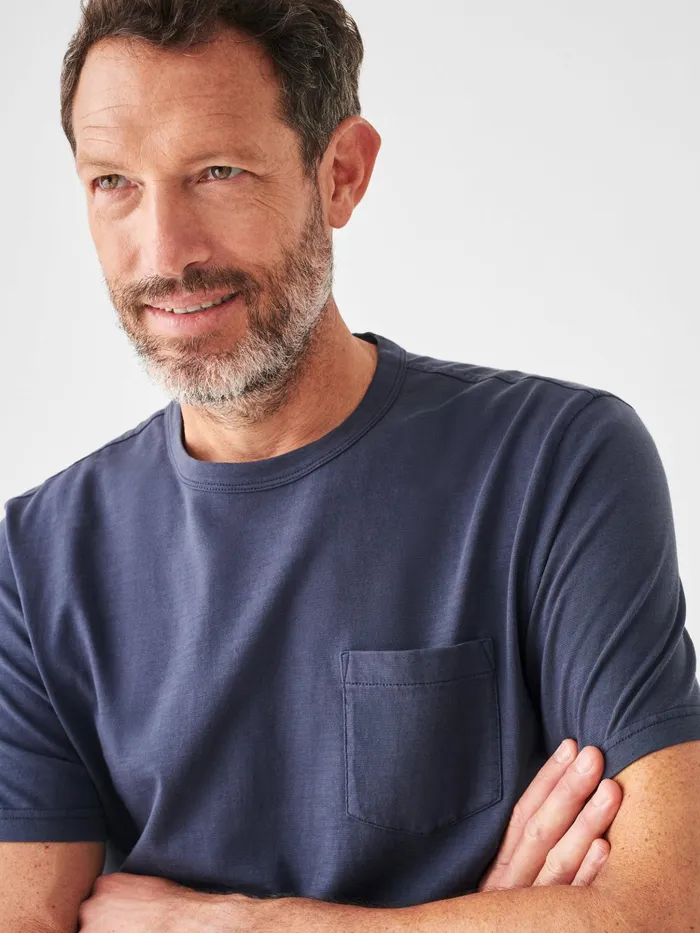Men TShirts and Henleys Faherty Sunwashed Pocket Tee Tall Dune Navy