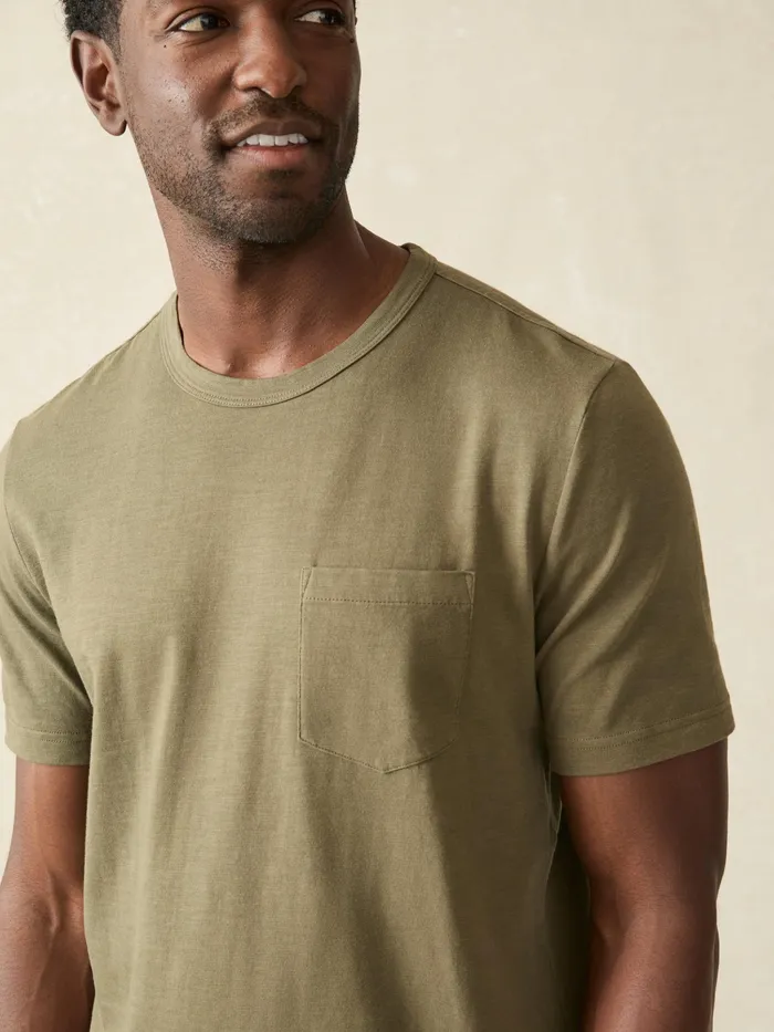 Men TShirts and Henleys Faherty Sunwashed Pocket Tee Tall Olive