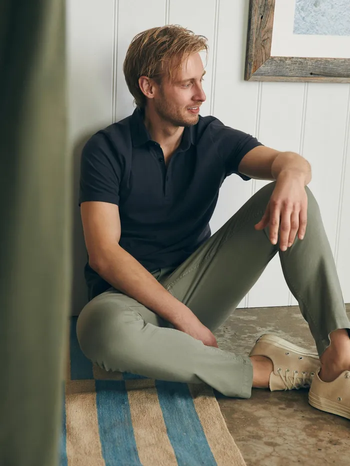 Men TShirts and Henleys Faherty Sunwashed TShirt Polo Washed Black
