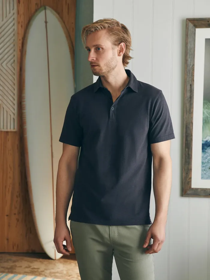 Men TShirts and Henleys Faherty Sunwashed TShirt Polo Washed Black