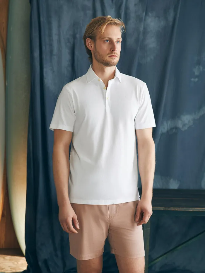 Men TShirts and Henleys Faherty Sunwashed TShirt Polo White