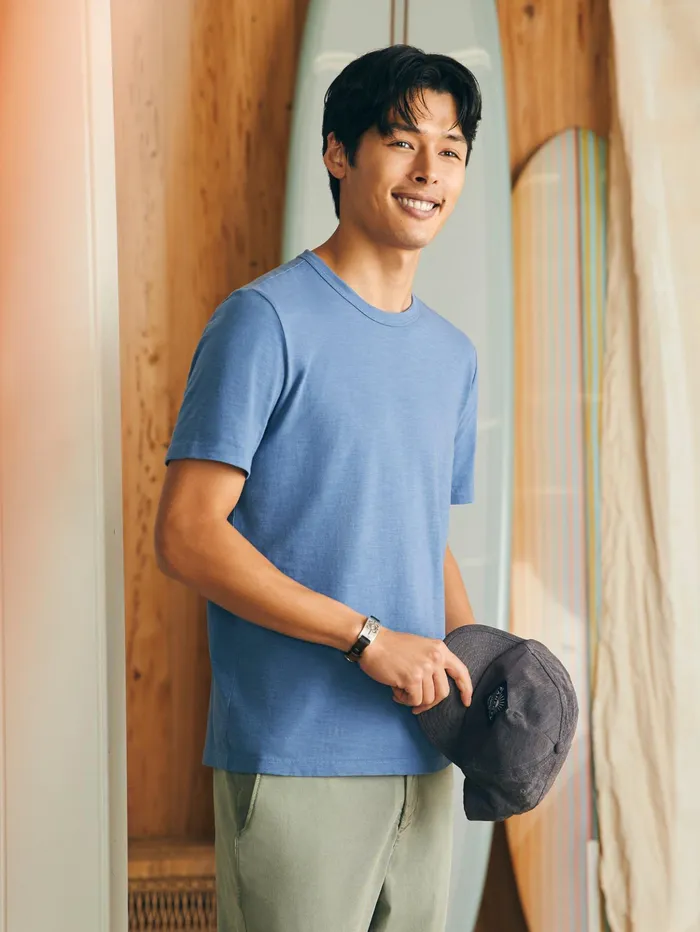 Men TShirts and Henleys Faherty Sunwashed Tee Blue Horizon