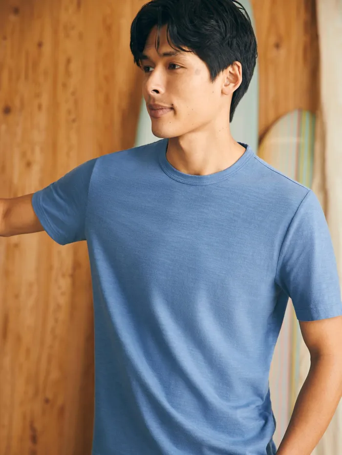 Men TShirts and Henleys Faherty Sunwashed Tee Blue Horizon