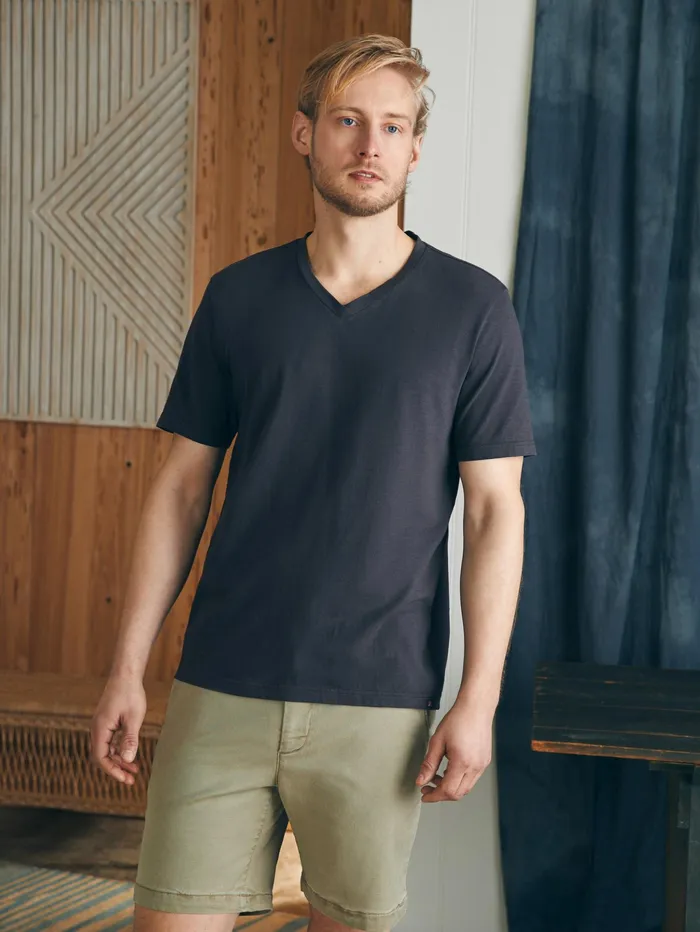 Men TShirts and Henleys Faherty Sunwashed VNeck Tee Washed Black