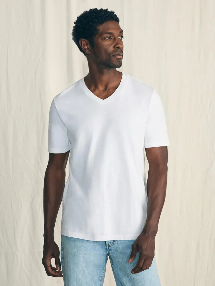 Men TShirts and Henleys Faherty Sunwashed VNeck Tee White