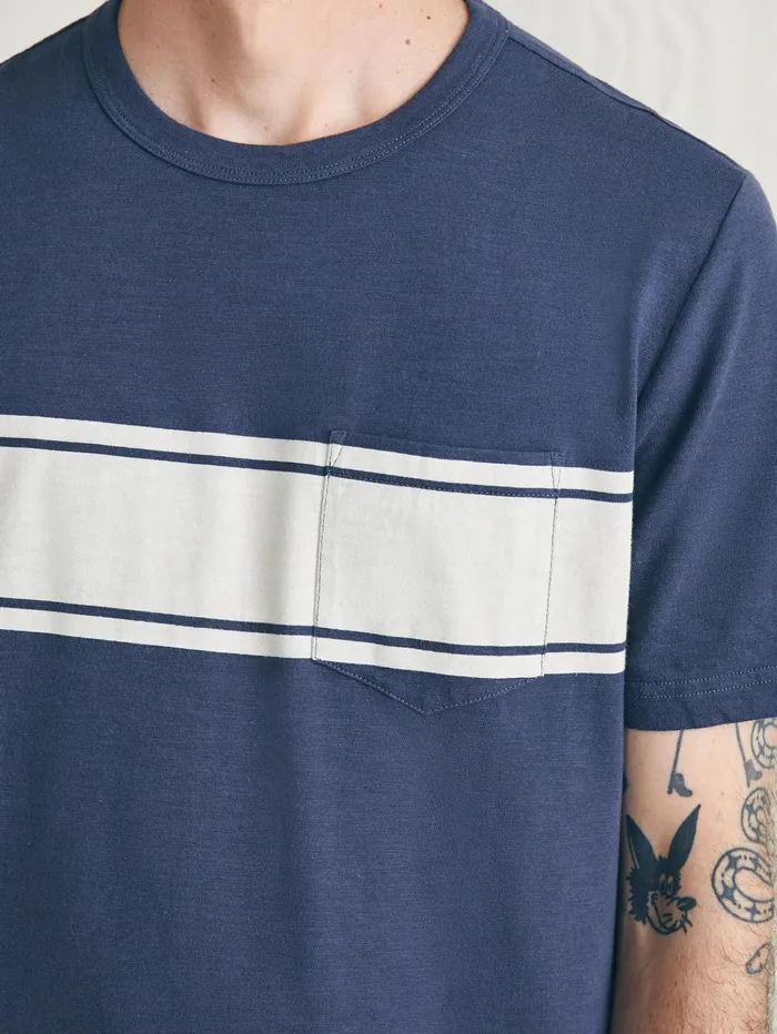 Men TShirts and Henleys Faherty Surf Stripe Sunwashed Pocket Tee Dune Navy