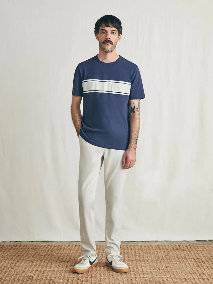 Men TShirts and Henleys Faherty Surf Stripe Sunwashed Pocket Tee Dune Navy