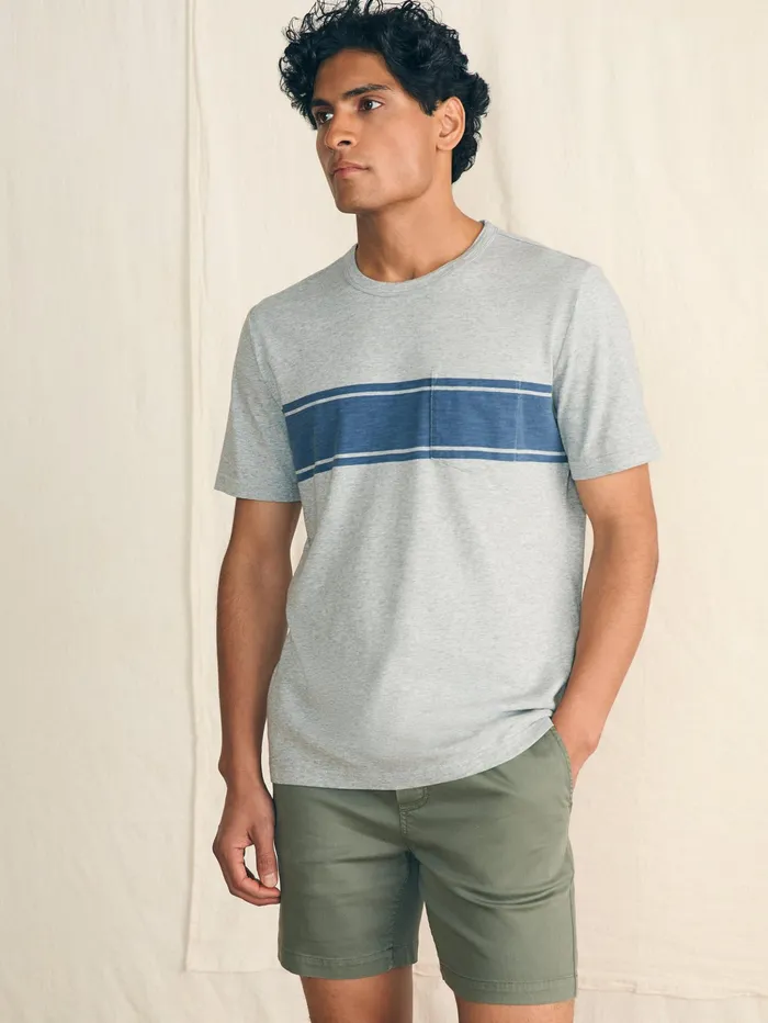 Men TShirts and Henleys Faherty Surf Stripe Sunwashed Pocket Tee Heather Grey Men TShirts and Henleys Faherty Surf Stripe Sunwashed Pocket Tee Heather Grey