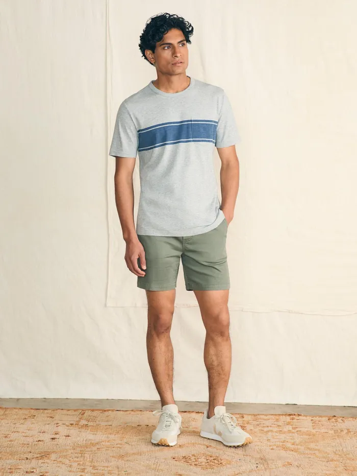 Men TShirts and Henleys Faherty Surf Stripe Sunwashed Pocket Tee Heather Grey