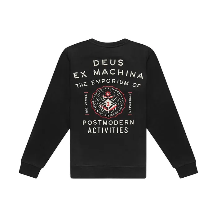Men Venice Address Crew 8211 Black Deus Ex Machina HoodiesFleece