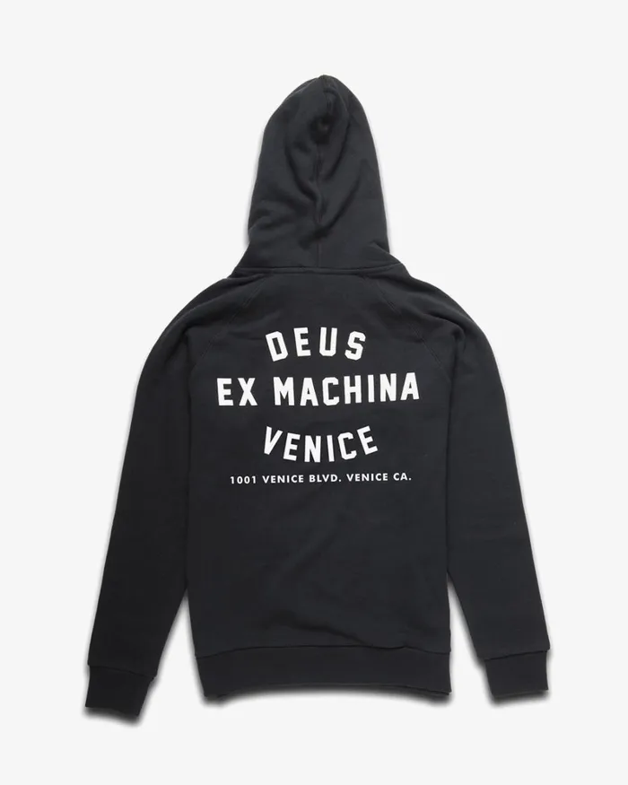 Men Venice Address Hoodie 8211 Black Deus Ex Machina HoodiesFleece