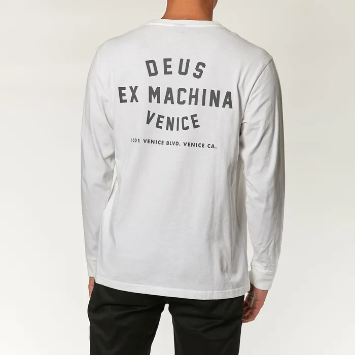 Men Venice Address Long Sleeve Tee 8211 White Deus Ex Machina Tees