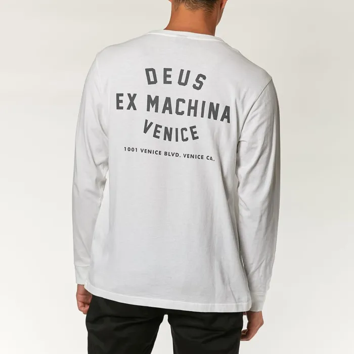 Men Venice Address Long Sleeve Tee 8211 White Deus Ex Machina Tees