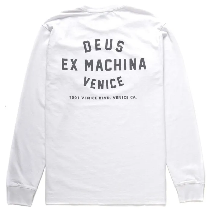 Men Venice Address Long Sleeve Tee 8211 White Deus Ex Machina Tees