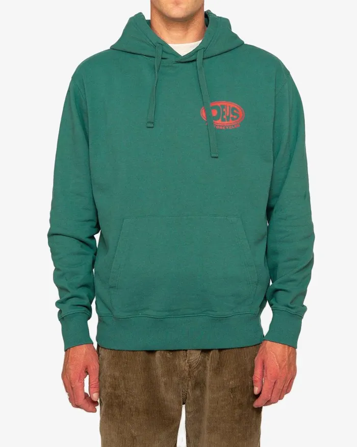 Men Wobbles Hood 8211 Jasper Green Deus Ex Machina HoodiesFleece