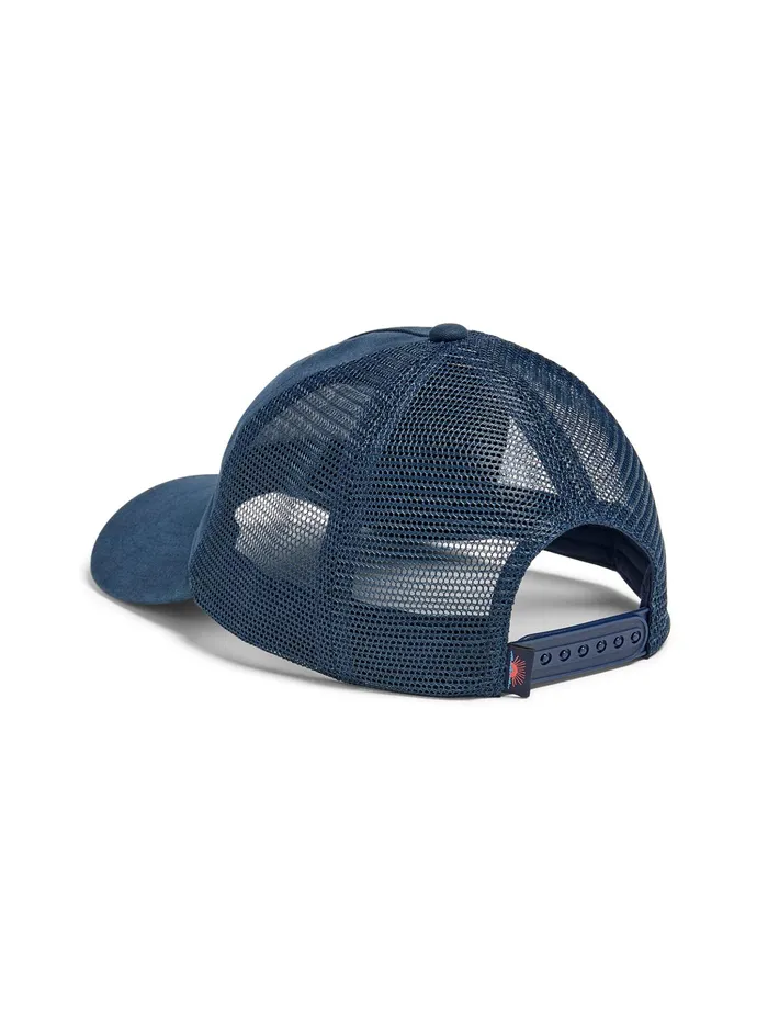 MenWomen Hats Faherty Malibu Retro Sun and Waves Trucker Navy