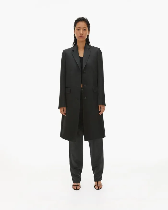 Outerwear Women Helmut Lang Heavy Satin Coat Forest