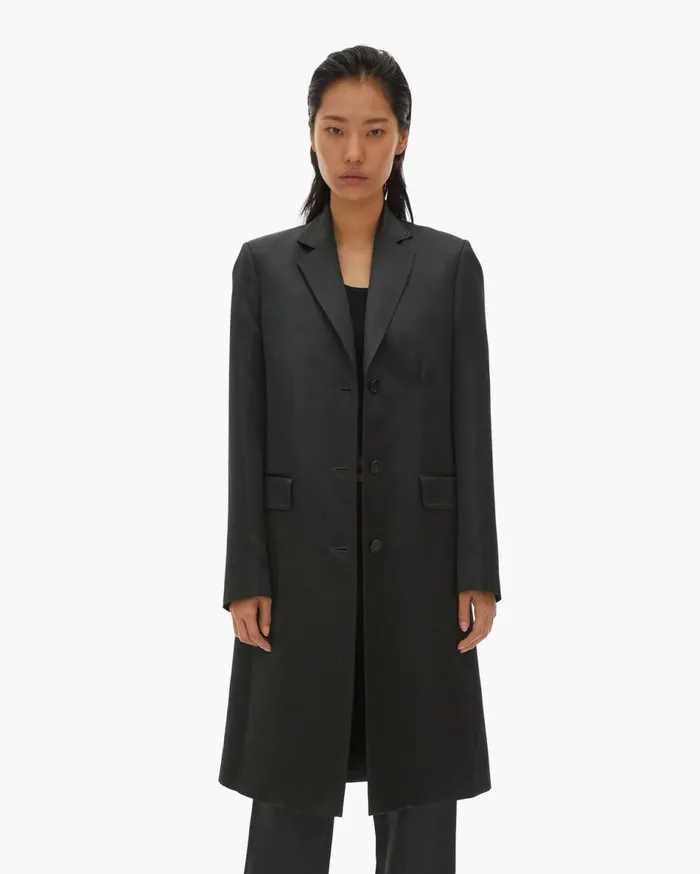 Outerwear Women Helmut Lang Heavy Satin Coat Forest
