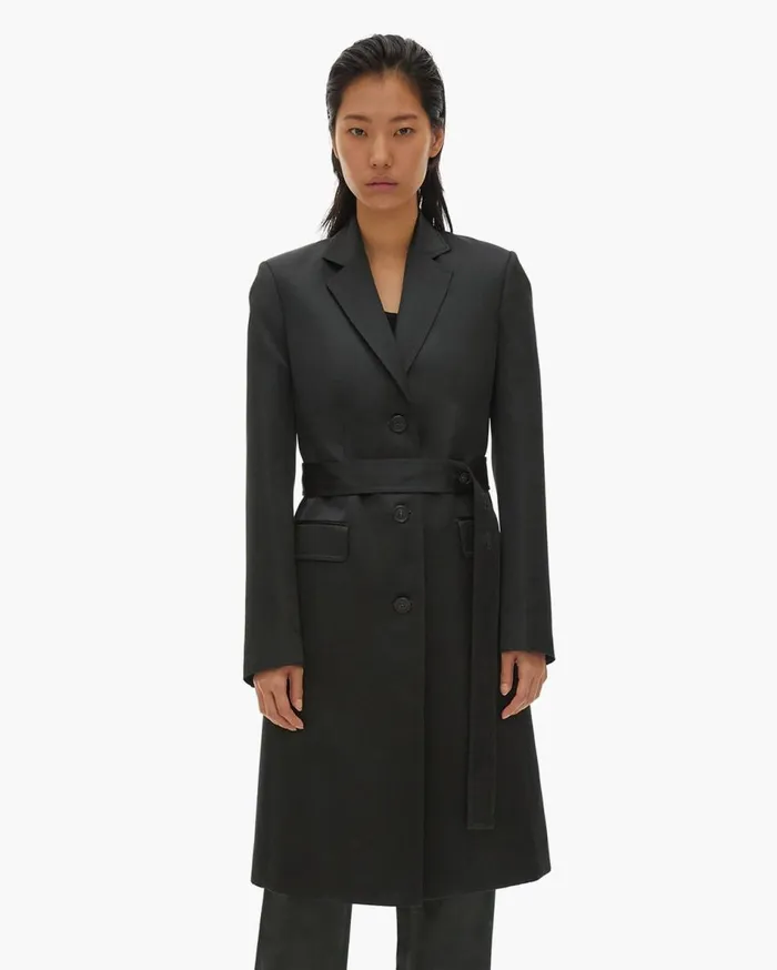 Outerwear Women Helmut Lang Heavy Satin Coat Forest