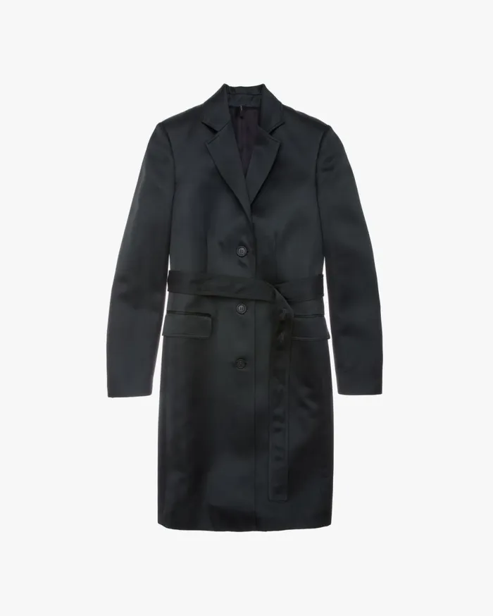 Outerwear Women Helmut Lang Heavy Satin Coat Forest