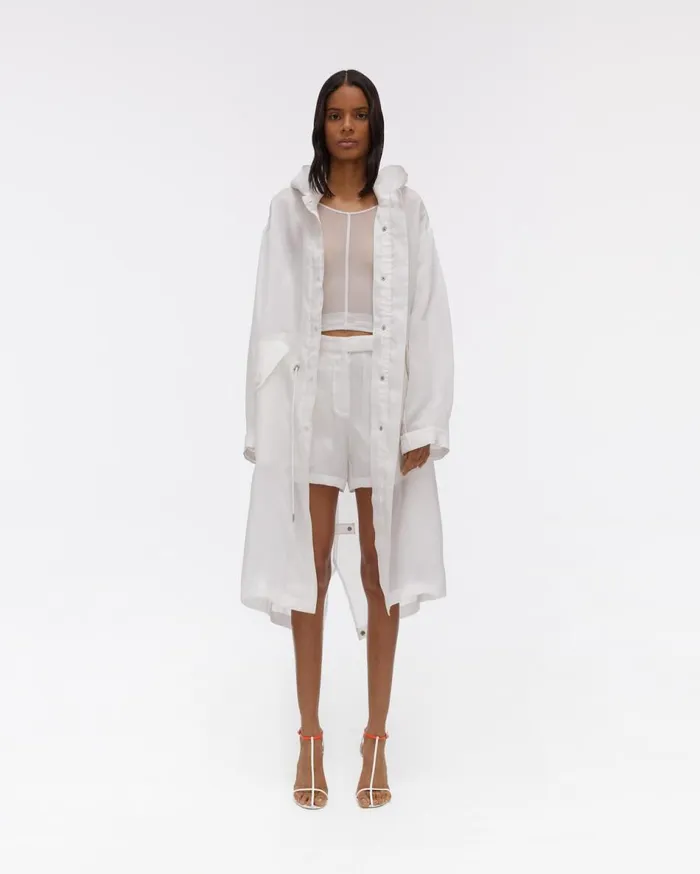 Outerwear Women Helmut Lang Satin Organza Parka Dove