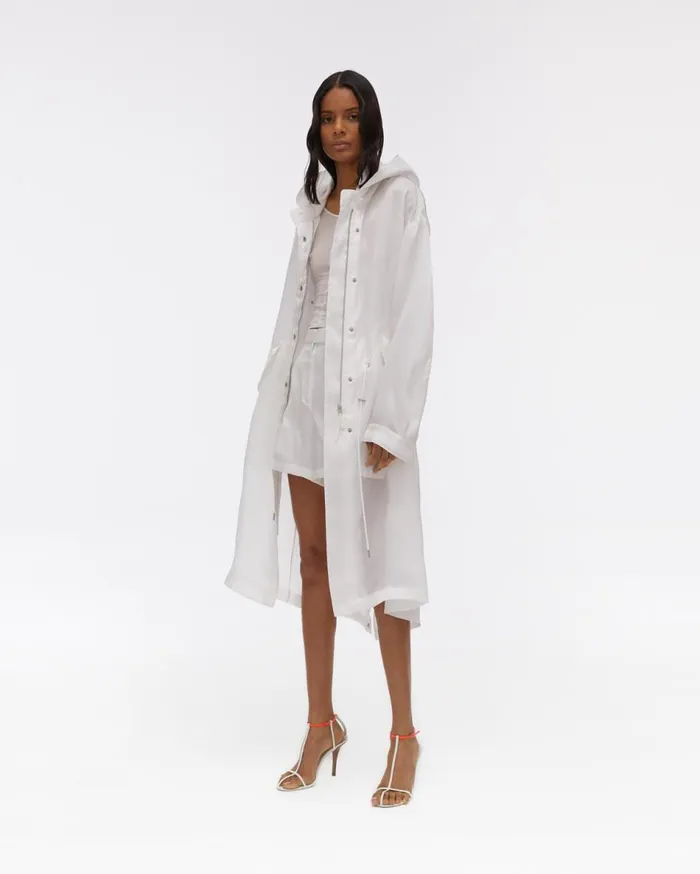 Outerwear Women Helmut Lang Satin Organza Parka Dove