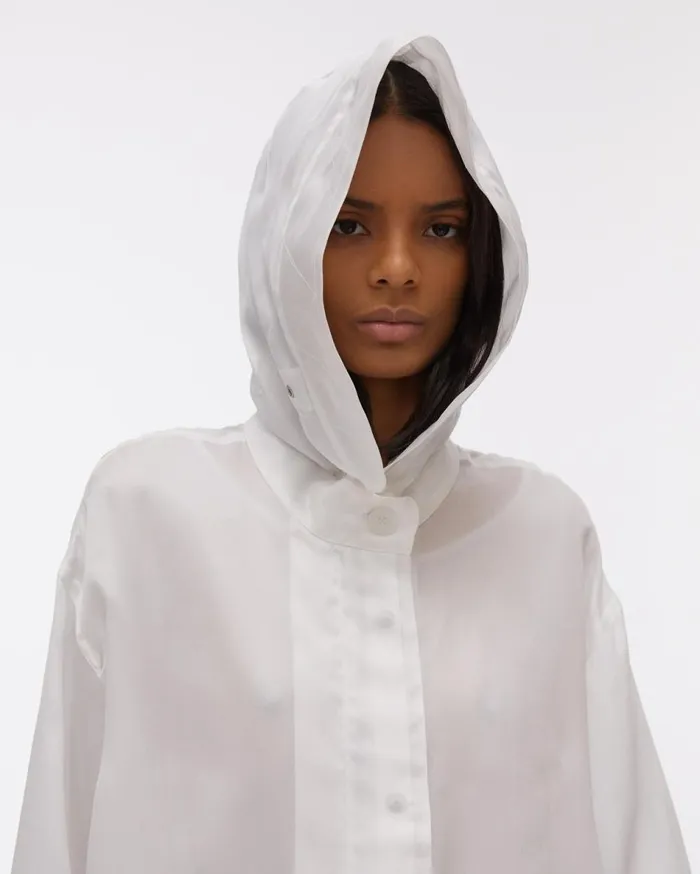 Outerwear Women Helmut Lang Satin Organza Parka Dove