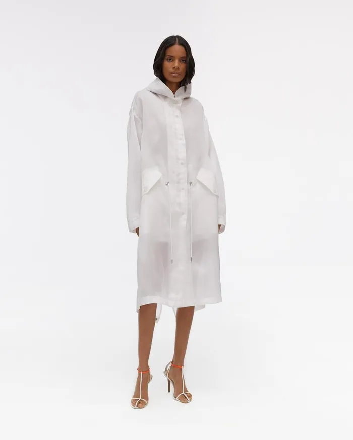 Outerwear Women Helmut Lang Satin Organza Parka Dove