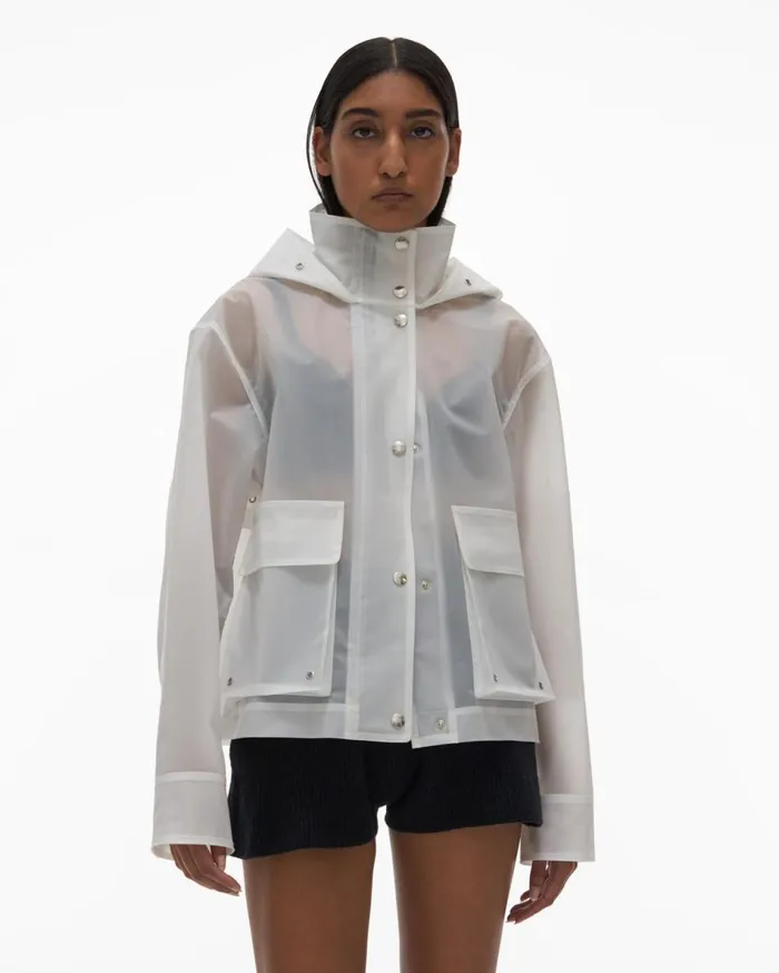 Outerwear Women Helmut Lang Vinyl Rain Jacket Powdered Ecru