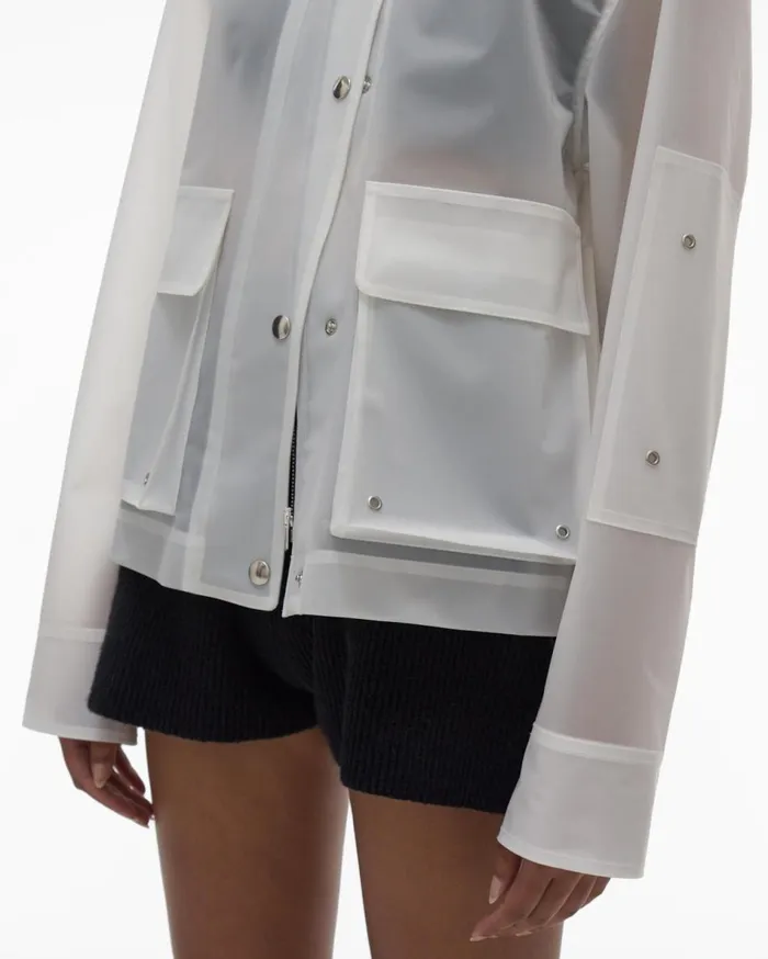 Outerwear Women Helmut Lang Vinyl Rain Jacket Powdered Ecru