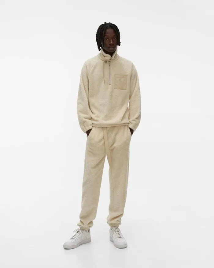 Pants Men Helmut Lang Shaggy Fleece Sweatpant Winter White