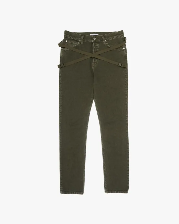 Pants Men Helmut Lang Strap Jean Birch Green Stone