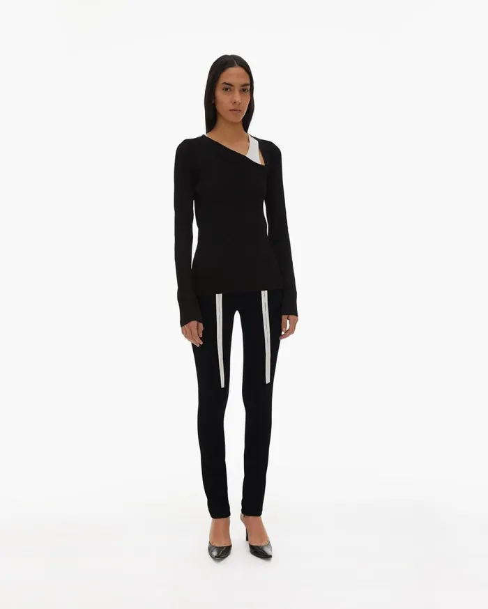 Pants Women Helmut Lang Double Needle Rib Legging Black
