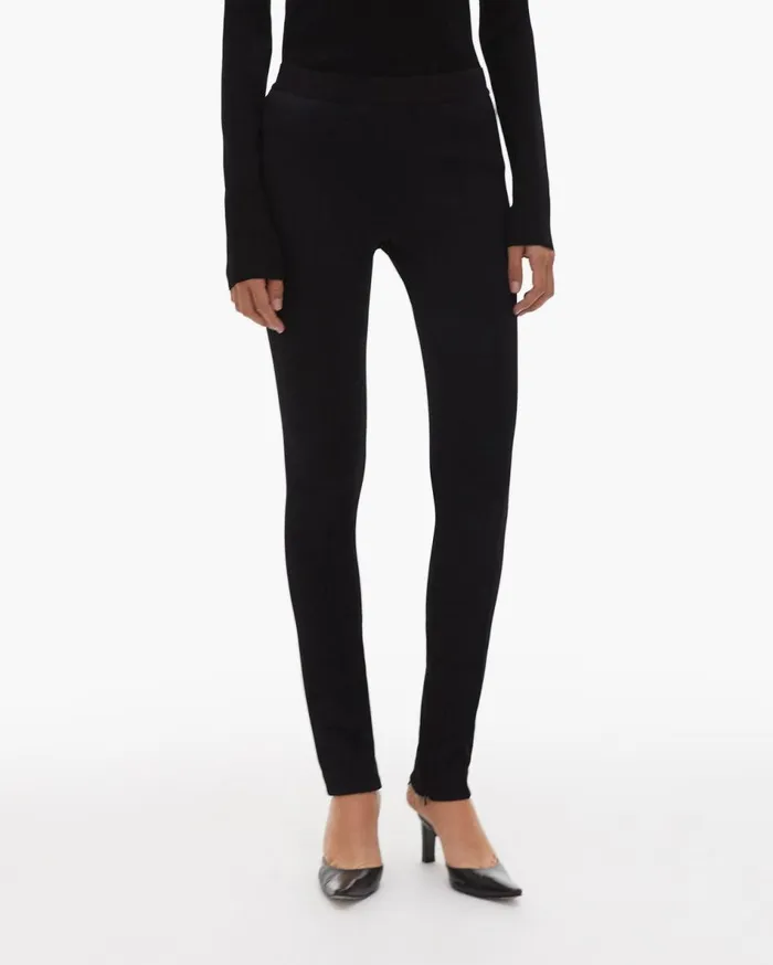 Pants Women Helmut Lang Double Needle Rib Legging Black